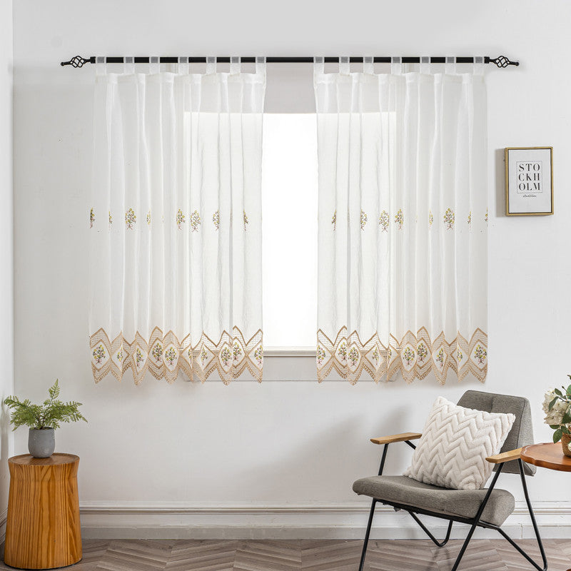 Cortina Tule Bordada com Flores do Cesto-um par - BOD HOME