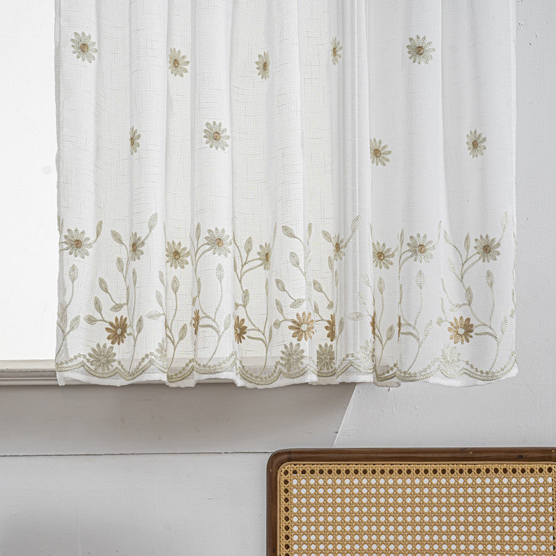 Cortina Tule Bordada com Flores Delicadas-um par - BOD HOME