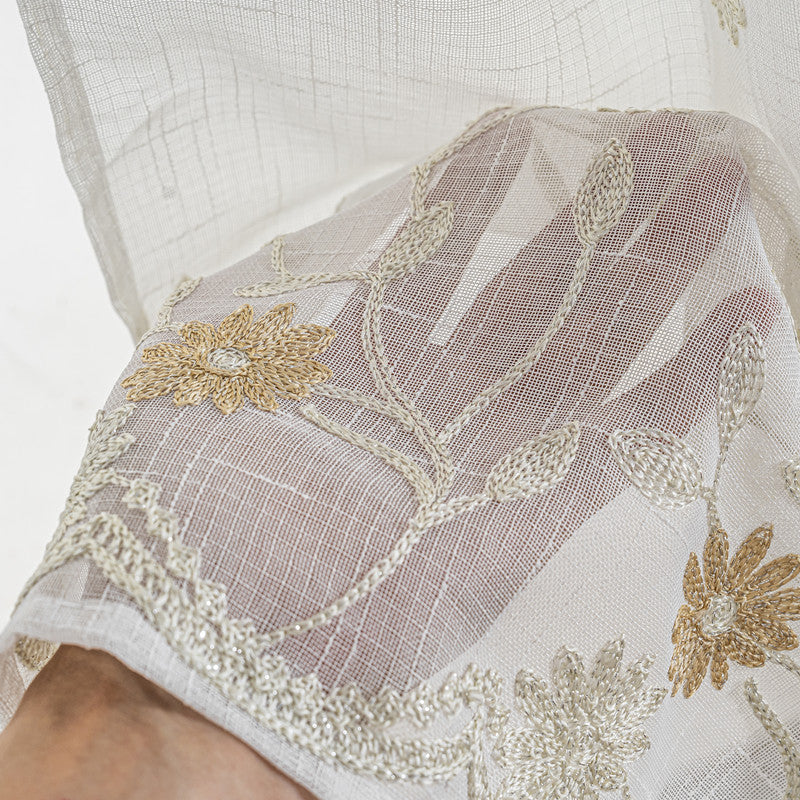 Cortina Tule Bordada com Flores Delicadas-um par - BOD HOME
