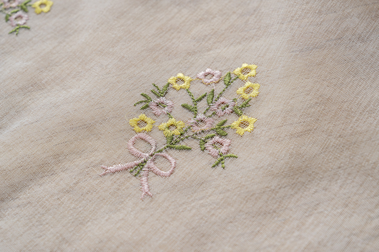 Cortina Tule Bordada com Flores do Cesto-um par - BOD HOME