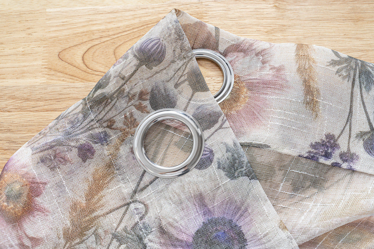 Cortina de Linho com Estampa Floral Roxo 140*260cm-Individual - BOD HOME