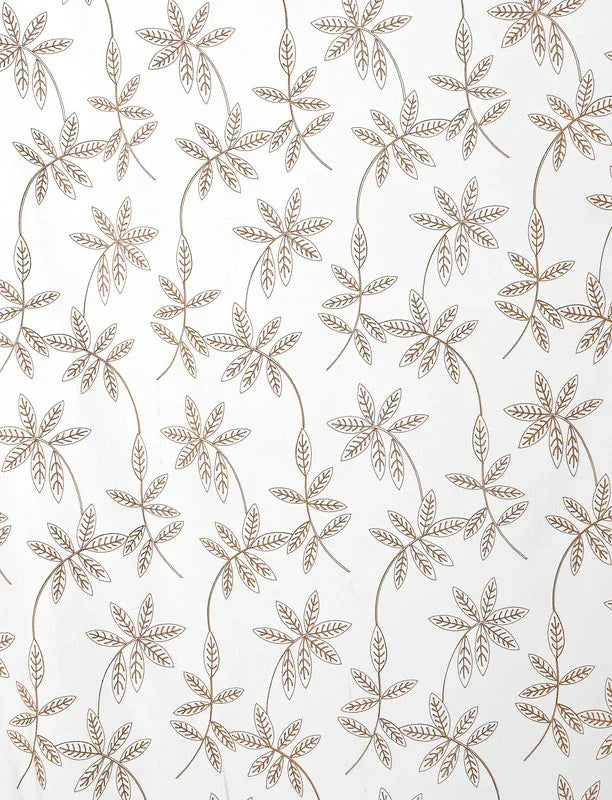 Cortina Bordado com Folhas Outonais Castanho 140*260CM-Individual- BOD HOME