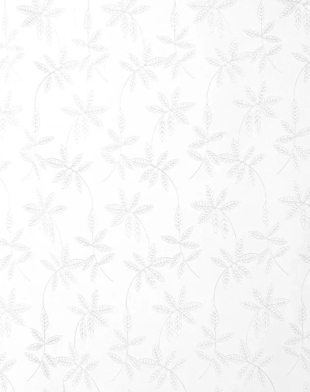 Cortina Bordado com Folhas Outonais Branco 140*260CM-Individual- BOD HOME