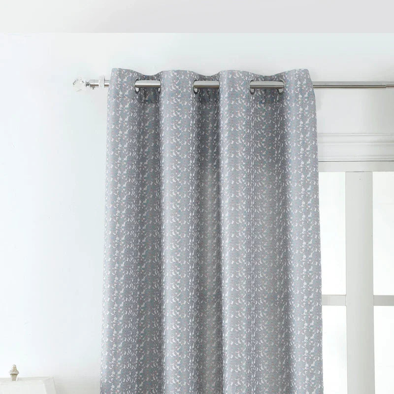 Cortina Jacquard com Estampa de Flores Azul 140*260CM-Individual- BOD HOME