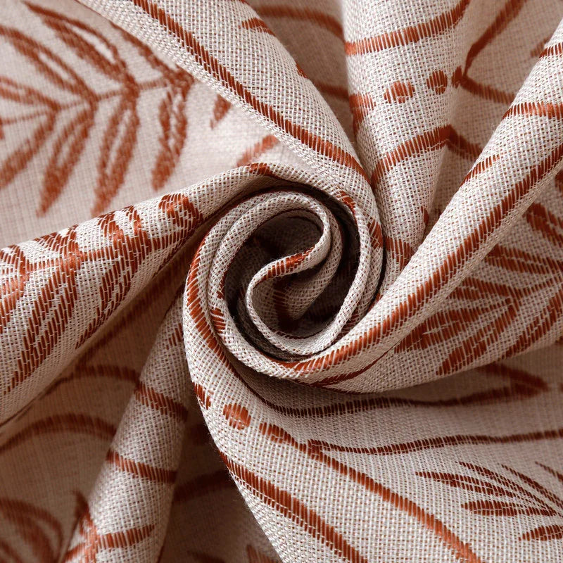 Cortina Jacquard com Bordado de Folhas Elegantes Vermelho 140*260CM-Individual- BOD HOME