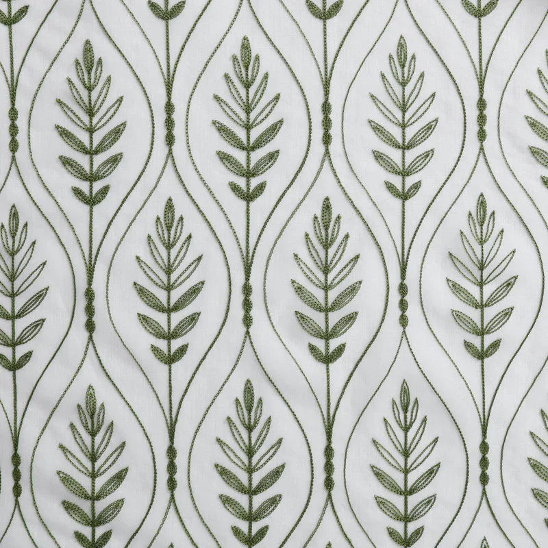 Cortina Bordada com Folhas Elegantes Verde 140*260CM-Individual- BOD HOME