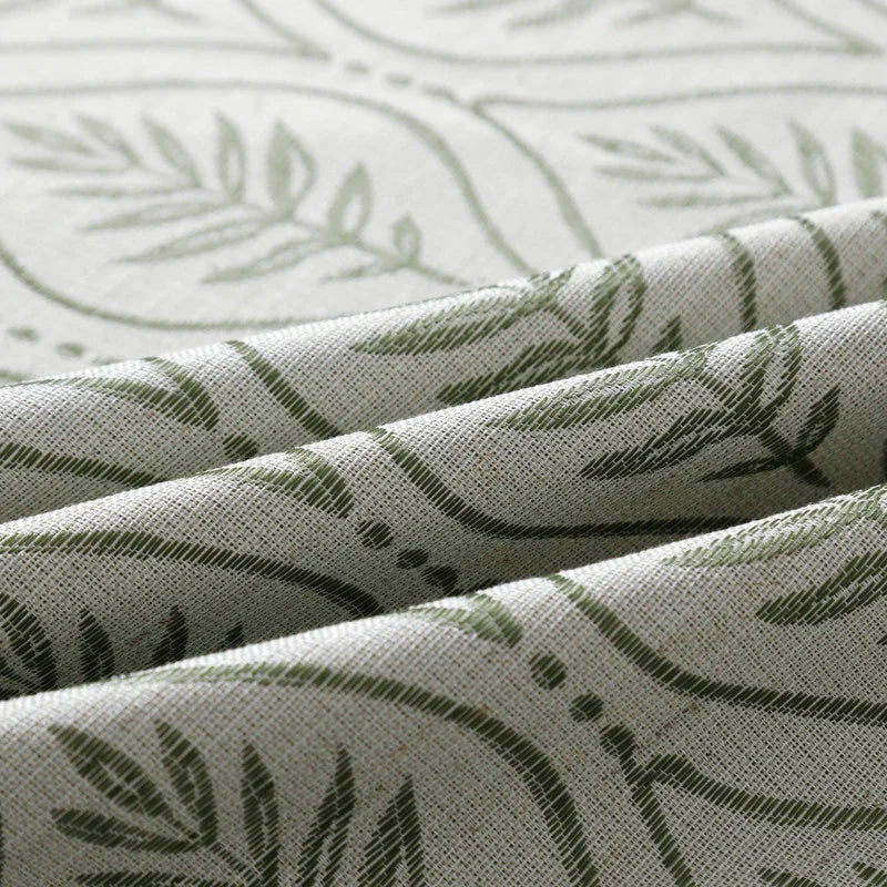 Cortina Jacquard com Bordado de Folhas Elegantes Verde 140*260CM-Individual- BOD HOME