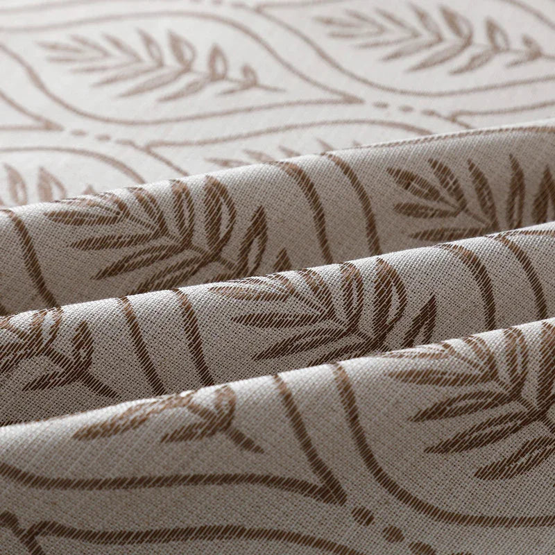 Cortina Jacquard com Bordado de Folhas Elegantes Castanho 140*260CM-Individual- BOD HOME
