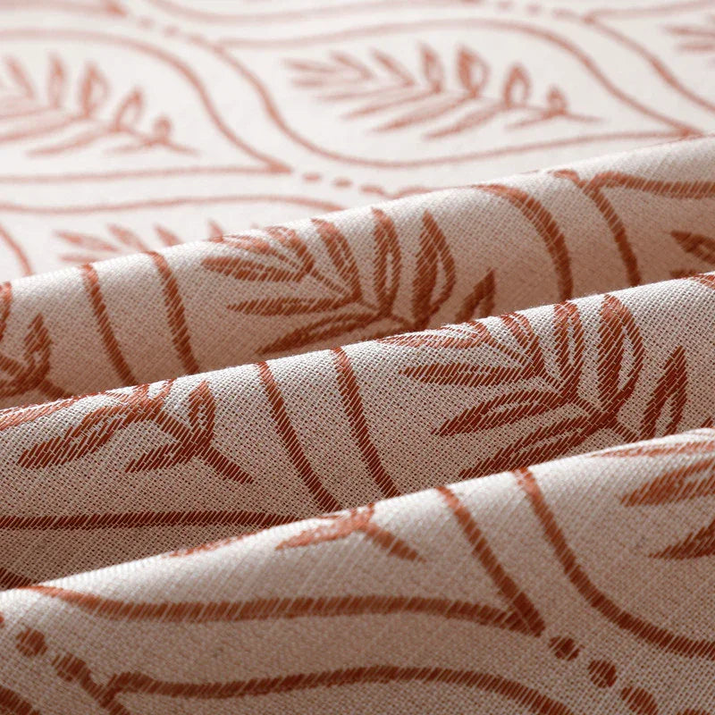 Cortina Jacquard com Bordado de Folhas Elegantes Vermelho 140*260CM-Individual- BOD HOME