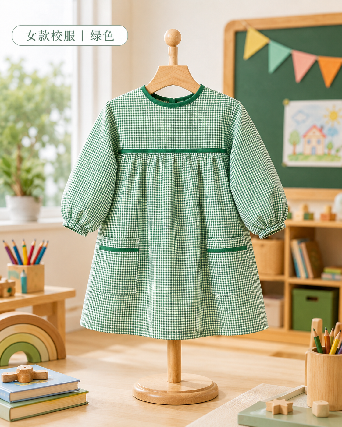 Uniforme de niña de jardín de infantes verde