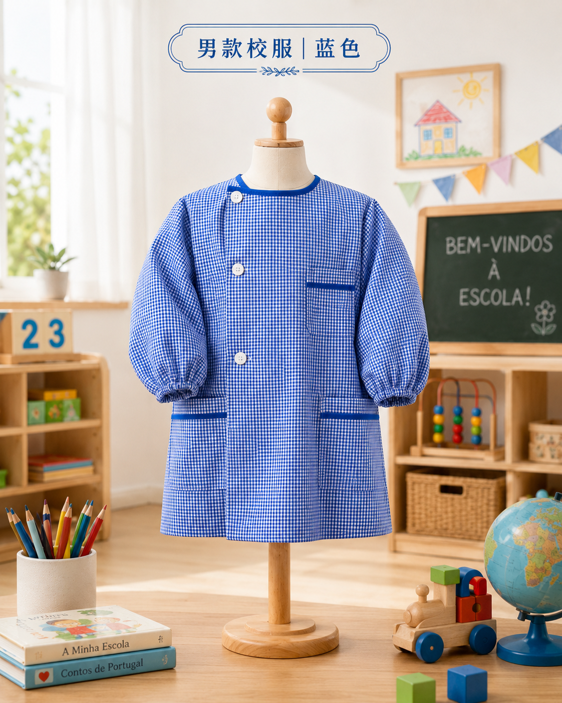 Uniforme de niño de jardín de infantes azul