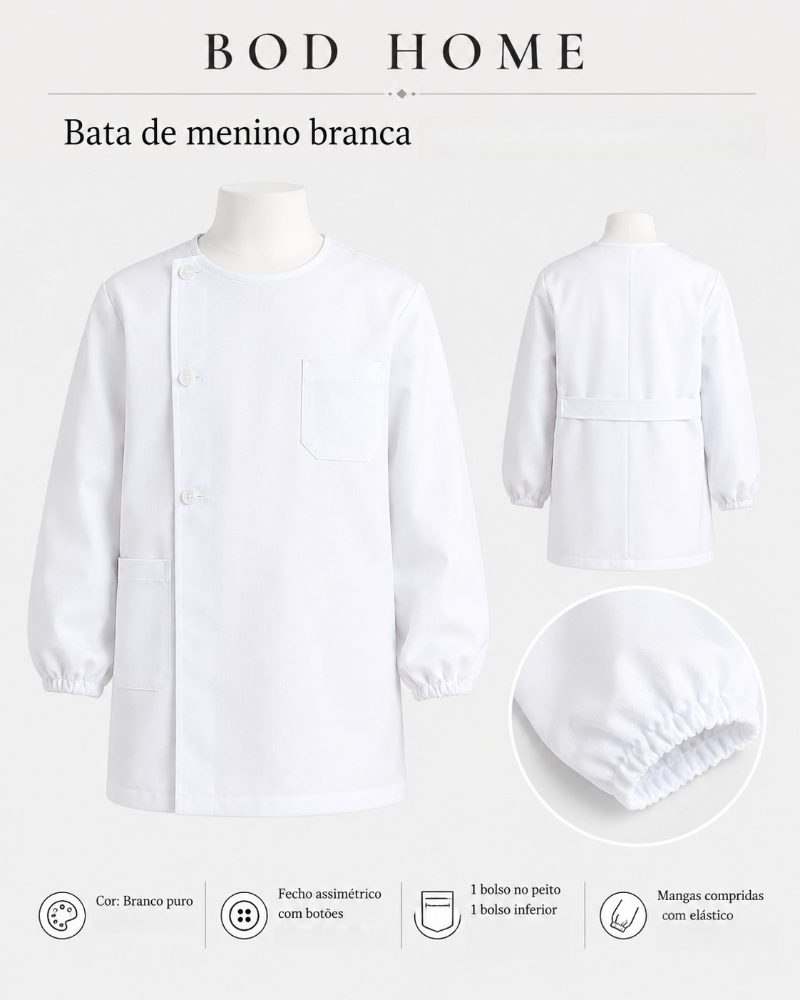 Uniforme de niño de jardín de infantes blanco