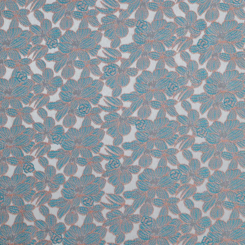 Cortina Jacquard com Estampa de Flores Azul 140*260CM-Individual- BOD HOME