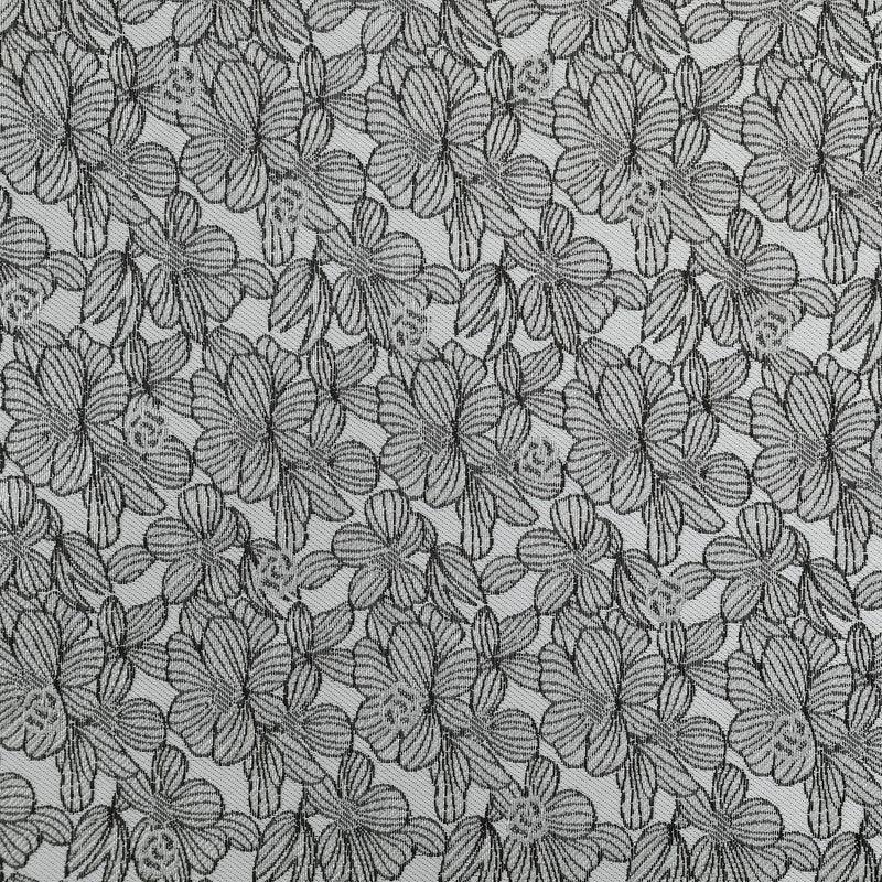 Cortina Jacquard com Estampa de Flores Cinza Escura 140*260CM-Individual- BOD HOME