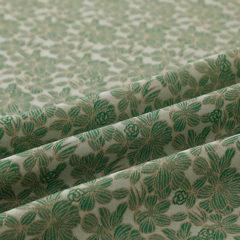 Cortina Jacquard com Estampa de Flores Verde 140*260CM-Individual- BOD HOME