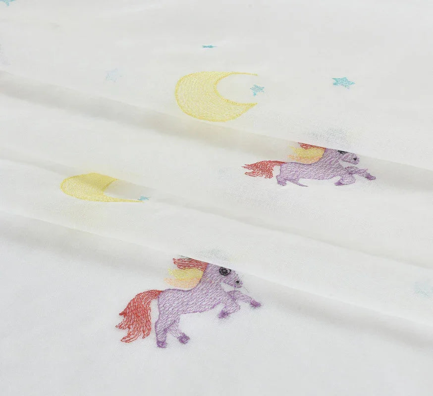 Cortina Bordada Unicornios - Individual