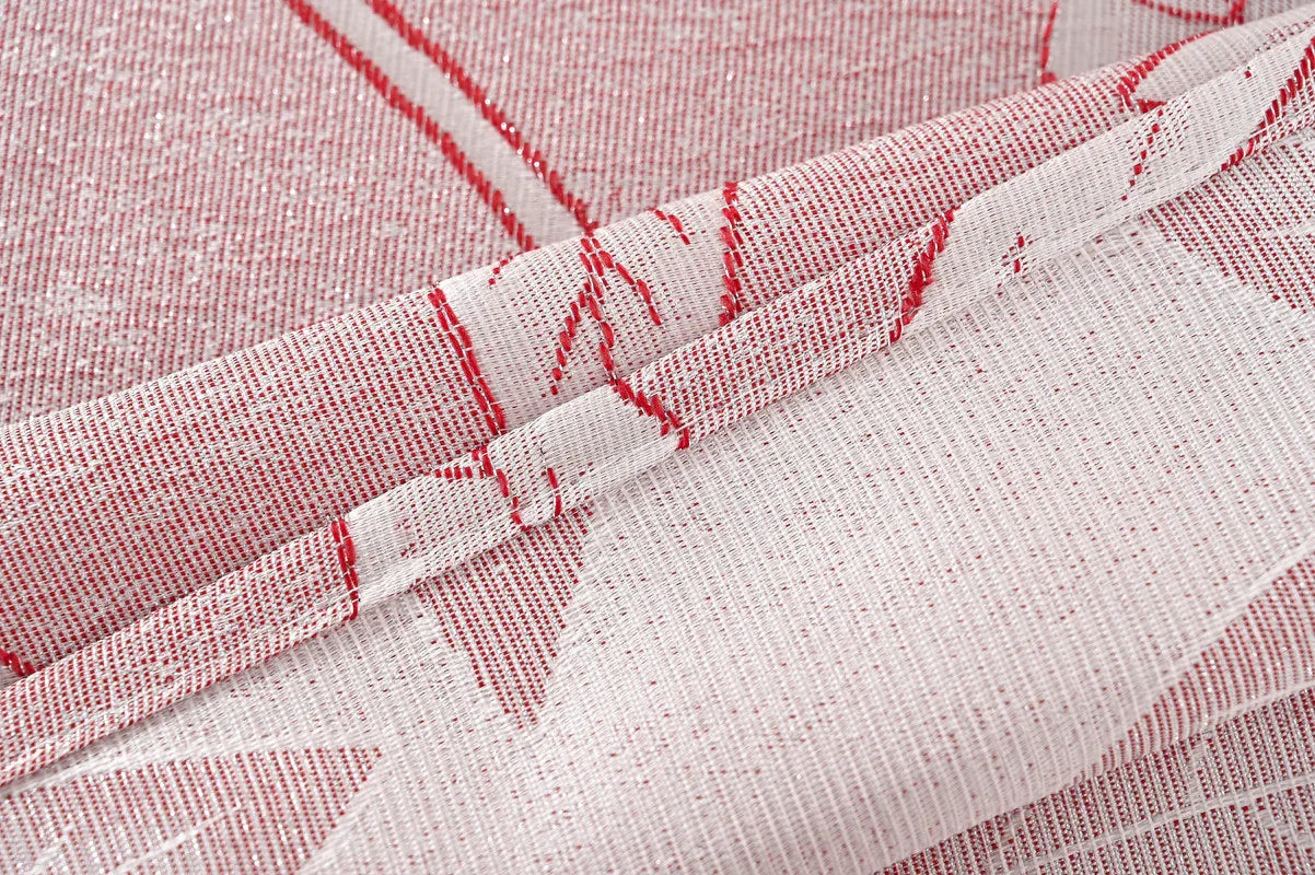Cortina Jacquard com Estampa de Folhas Outono Rosa Escura 140*260CM-Individual- BOD HOME