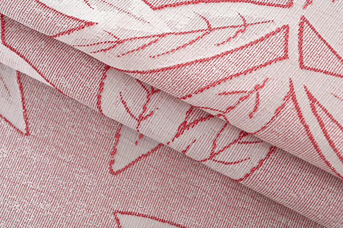 Cortina Jacquard com Estampa de Folhas Outono Rosa Escura 140*260CM-Individual- BOD HOME