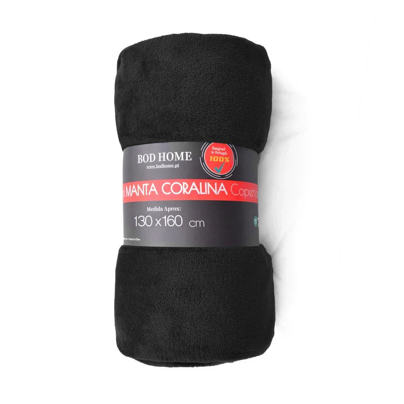 Manta de flanela Preto - BOD HOME