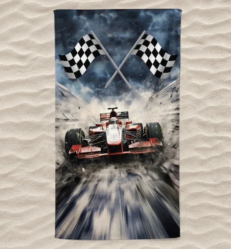 Toalha de Praia 3D Padrão de Corrida 70x140 cm - BOD HOME