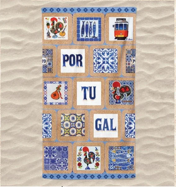 Toalha de Praia 3D Azulejo de Portugal 70x140 cm - BOD HOME
