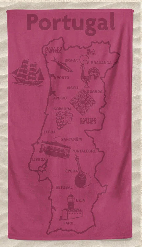 Toalha de Praia com Relevo Monocromático Rosa 100x180cm - BOD HOME