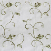 Cortina Transparente Bordada Com Folhas Verdes - Individual- BOD HOME