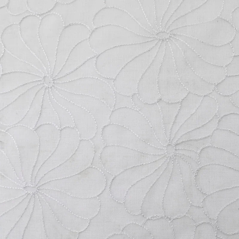 Cortina Transparente Bordada Com Flores Brancas - Individual- BOD HOME