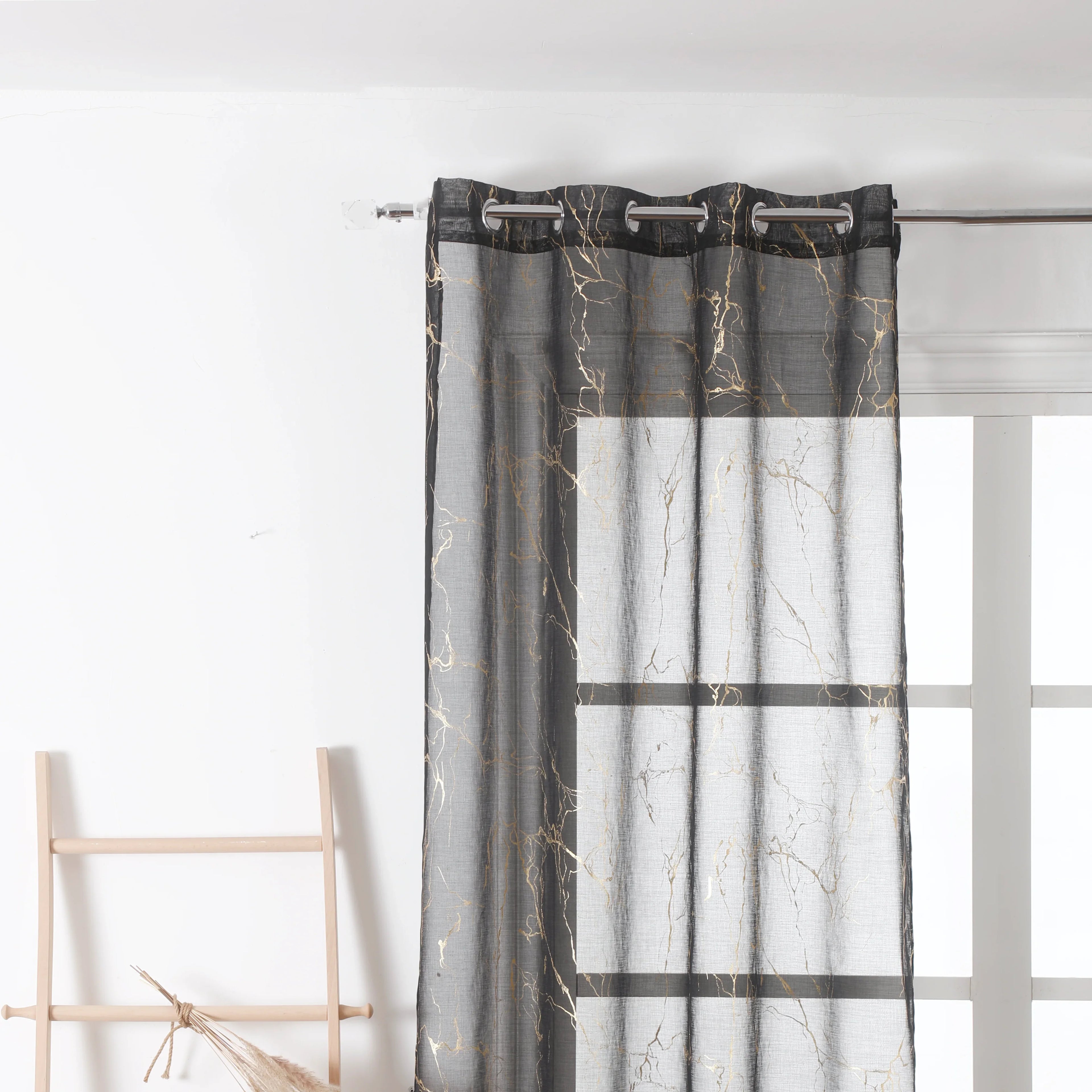 Cortina estampada com dourados de mármore 140*260cm-Individual