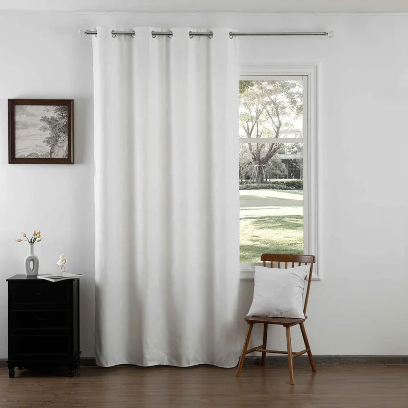 Cortina Jacquard com Bordado Branco 140*260CM-Individual- BOD HOME