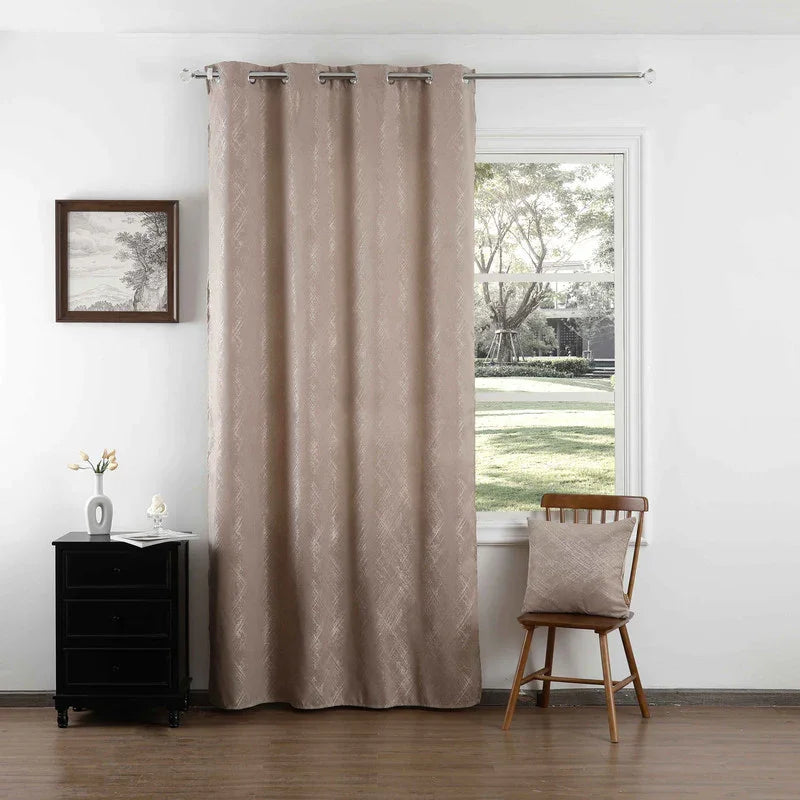 Cortina Jacquard com Bordado Castanho 140*260CM-Individual- BOD HOME