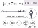 VARÃO PARA CORTINA METAL PRETO 70-120cm FLECHA DOURADA - BOD HOME