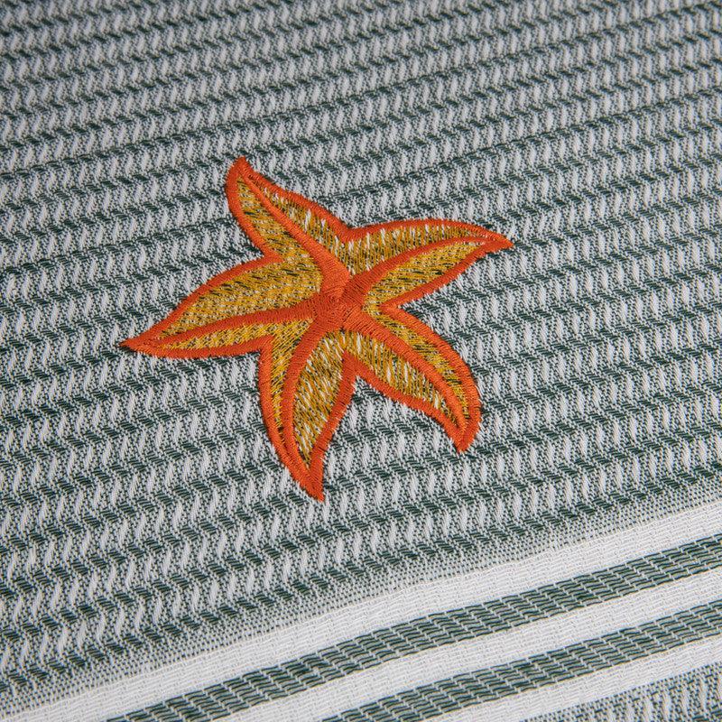 Conjunto de panos de cozinha favo com oceanos bordados em algodão - BOD HOME