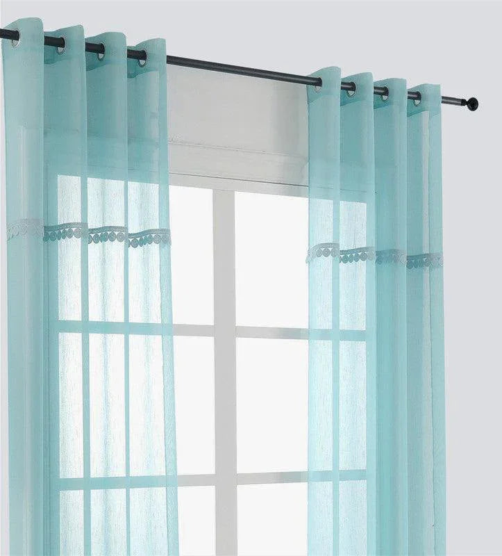 Cortina bordada com anéis tecidos 140*260cm - BOD HOME