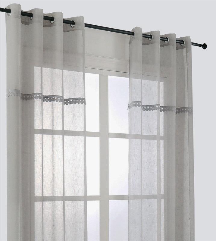 Cortina bordada com anéis tecidos 140*260cm - BOD HOME