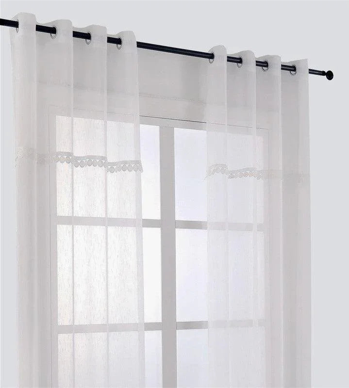 Cortina bordada com anéis tecidos 140*260cm - BOD HOME