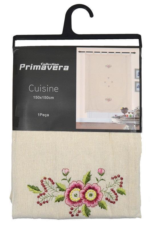 Cortina de cozinha bordados floralis bordo - BOD HOME