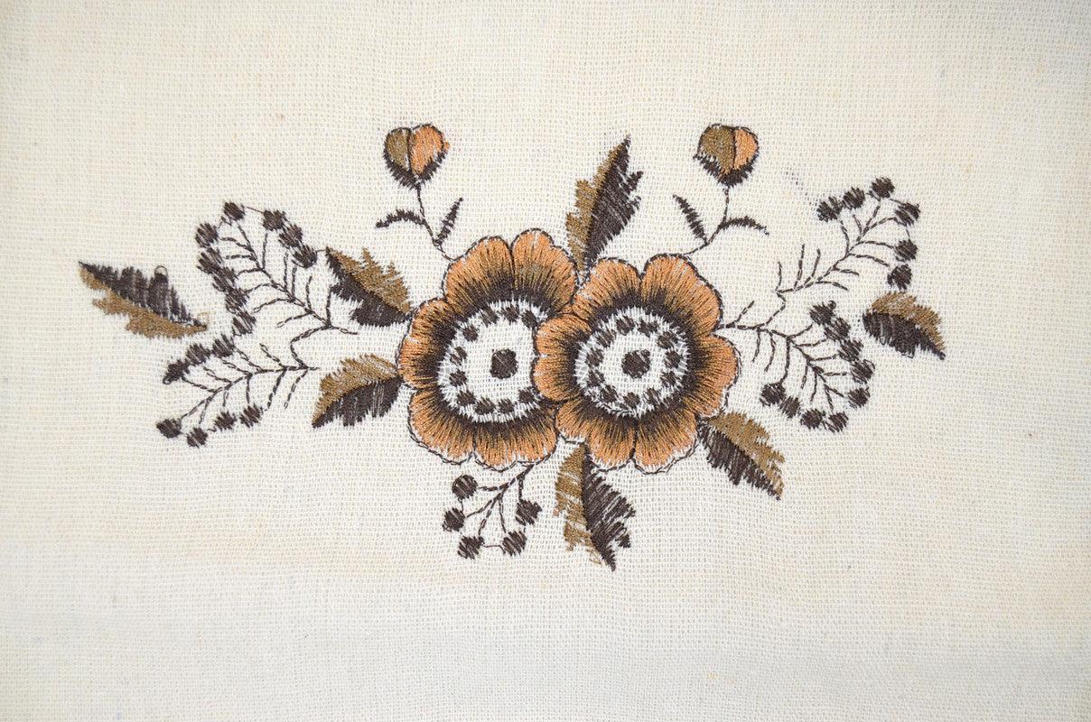 Cortina de cozinha bordados floralis castanho - BOD HOME