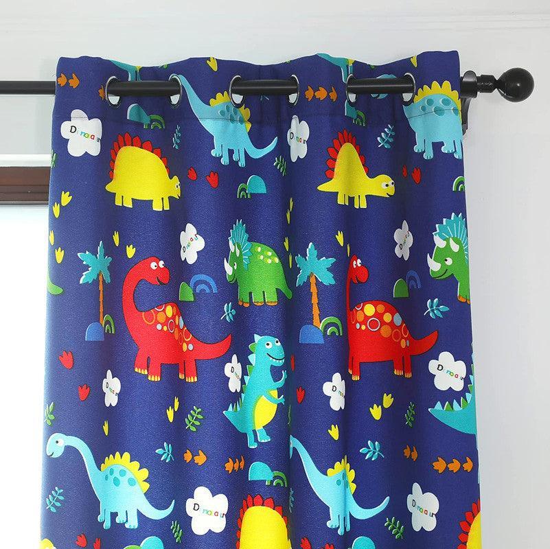 CORTINA OPACA COM ESTAMPA DE DESENHOS ANIMADOS-DINOSSAURO AZUL 140*260cm - BOD HOME