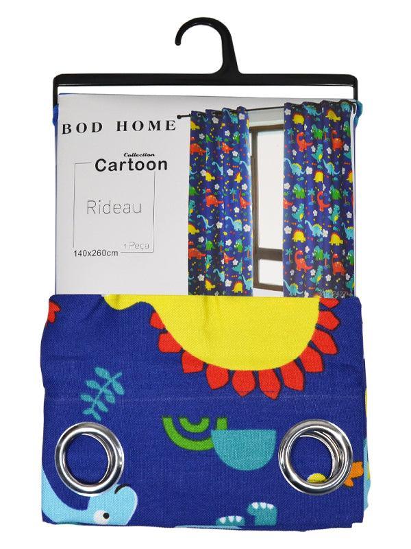 CORTINA OPACA COM ESTAMPA DE DESENHOS ANIMADOS-DINOSSAURO AZUL 140*260cm - BOD HOME