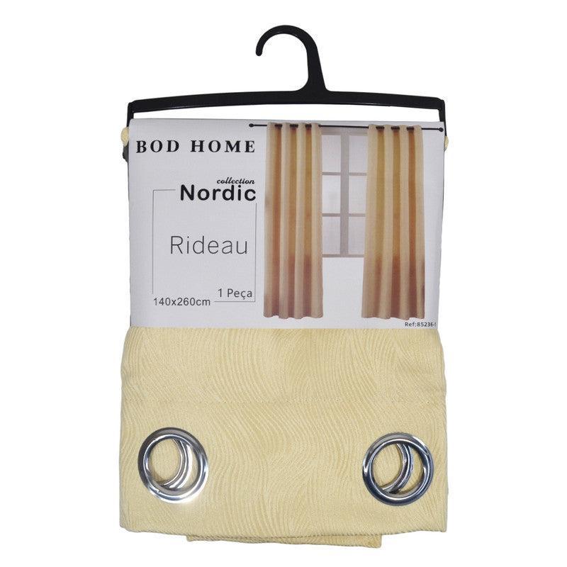Cortina Tecido Delicado com Padrão de Ondas Bege 140*260cm - BOD HOME