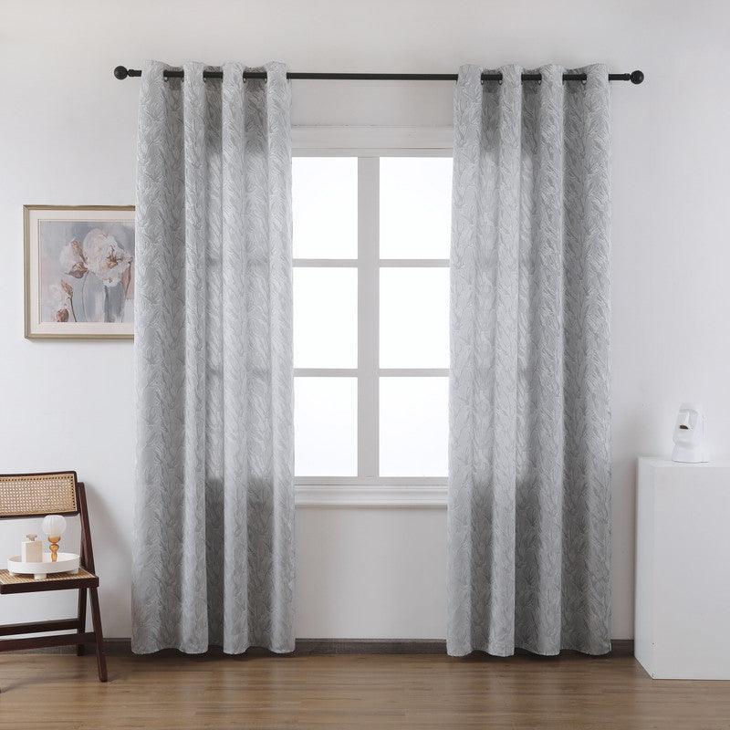 Cortina Tecido Encorpado com Estampa Tridimensional de Margaridas Selvagens Cinzo Claro 140*260cm - BOD HOME