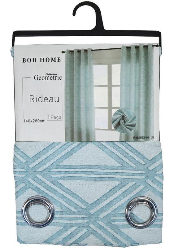 Cortina Tecido Encorpado com Padrão de Linhas Cruzadas Azul Turquesa 140*260cm - BOD HOME