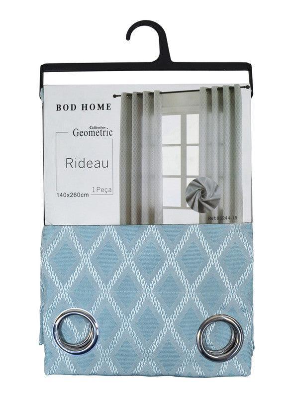 Cortina Tecido Encorpado com Padrão de Losango Azul Turquesa 140*260cm - BOD HOME