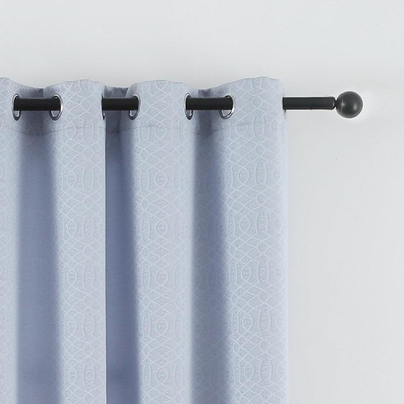 Cortina Tecido Fino com Listras Cruzadas Branco Cinza 140*260cm - BOD HOME