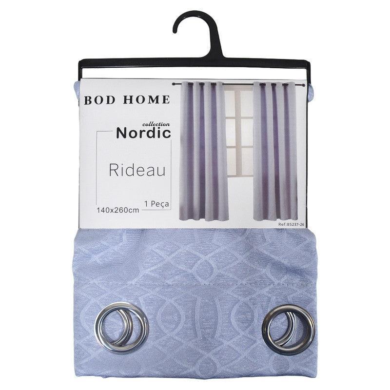 Cortina Tecido Fino com Listras Cruzadas Branco Cinza 140*260cm - BOD HOME