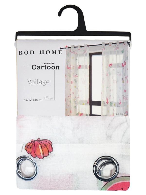 CORTINA TRANSLÚCIDA COM ESTAMPA DE DESENHOS ANIMADOS-UNICÓRNIO BRANCO 140*260cm - BOD HOME