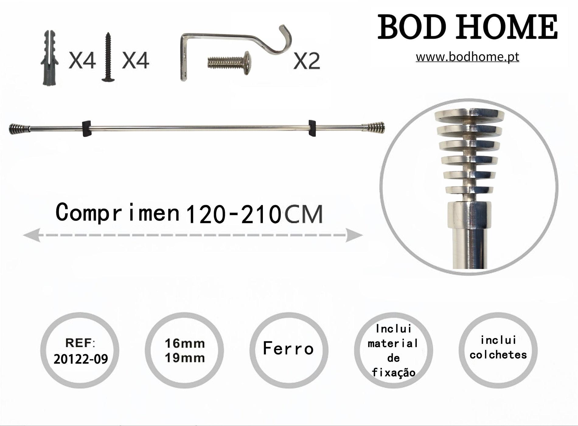 Varao De Cortina 120-210cm Espiral Prateada - BOD HOME