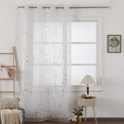 Cortina estampada con mármol dorado 140*260cm-Individual