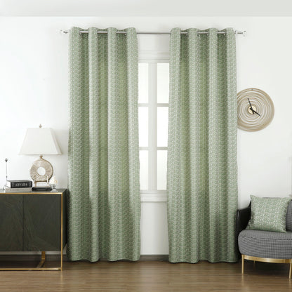 Cortina Jacquard com Estampa de Flores Verde 140*260CM-Individual- BOD HOME